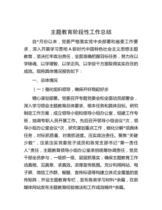 主题教育阶段性工作总结3500字