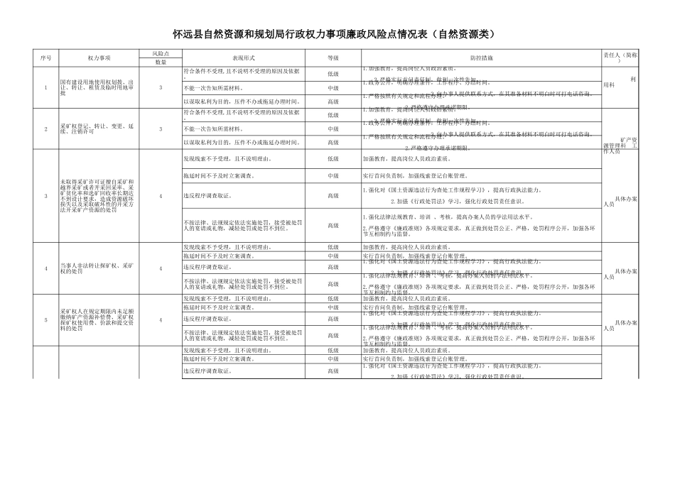 廉政风险点情况表(自然资源)_第1页