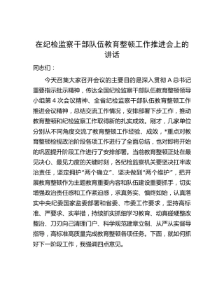 在纪检监察干部队伍教育整顿工作推进会上的讲话2700字