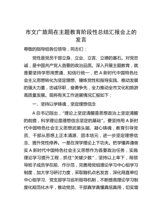 主题教育阶段性总结汇报（文旅3600字）