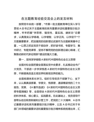 在主题教育经验交流会上的发言2500字