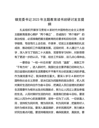 镇党委书记2023年主题教育读书班研讨发言