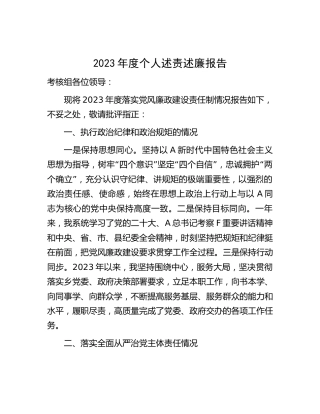 乡镇领导2023年度个人述责述廉报告