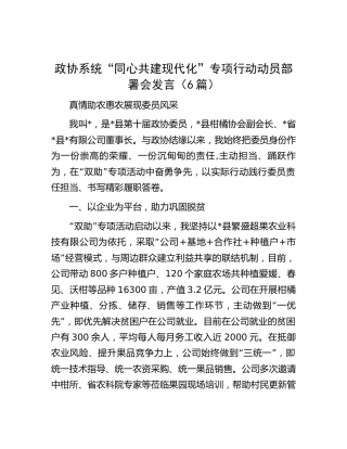 政协系统“同心共建现代化”专项行动动员部署会发言6篇