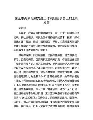 在全市两新组织党建工作调研座谈会上的汇报发言(1)