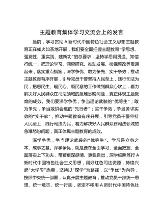 在法院主题教育集体学习交流会上的发言2500字