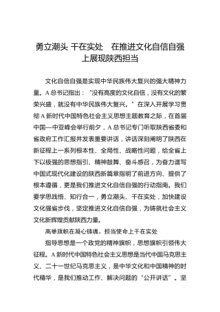 勇立潮头 干在实处　在推进文化自信自强上展现陕西担当