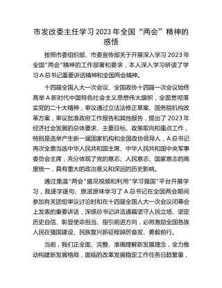 学习2023年“两会”精神感悟（发改）