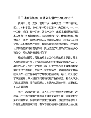 违反财经纪律处分检讨书