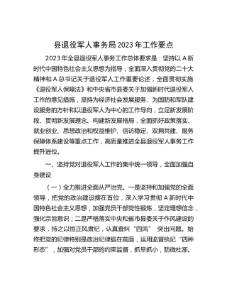 退役军人事务系统2023年工作要点