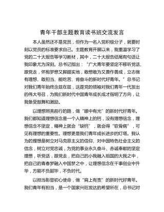 青年干部主题教育读书班交流发言