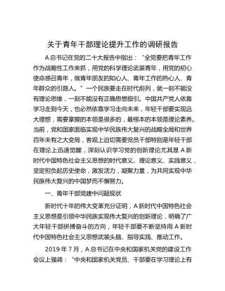 青年干部理论提升工作的调研报告