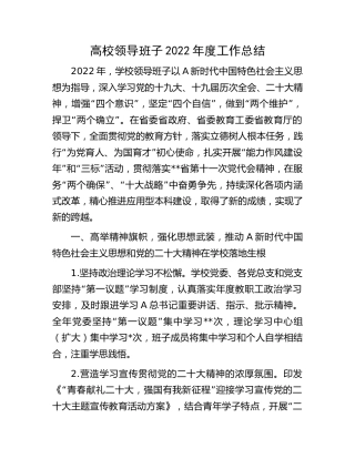 高校领导班子2022年度工作总结[学校]