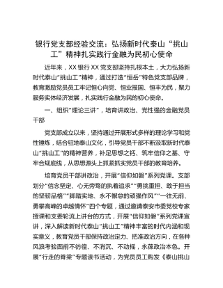 银行党支部经验总结交流