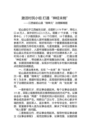 激活村民小组 打通“神经末梢”