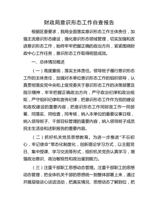 财政系统意识形态工作自查总结报告3500字