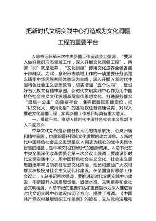 研讨发言：把新时代文明实践中心打造成为文化润疆工程的重要平台