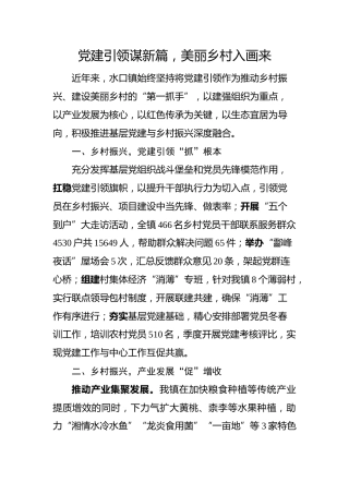 美丽乡村经验汇报：党建引领谋新篇，美丽乡村入画来