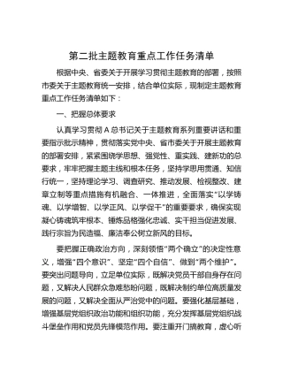 第二批主题教育重点工作任务清单3000字