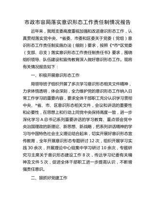 落实意识形态工作责任制情况报告（市政市容3200字）