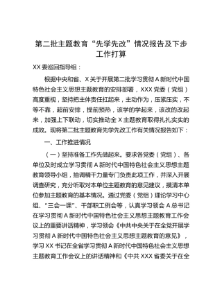 第二批主题教育“先学先改”情况总结报告1900字