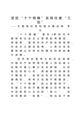 研讨发言：坚定“十个明确”实现住建“三劲”（县住建局）