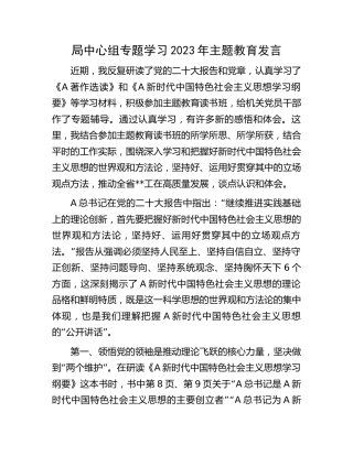 局中心组专题学习2023年主题教育发言3000字