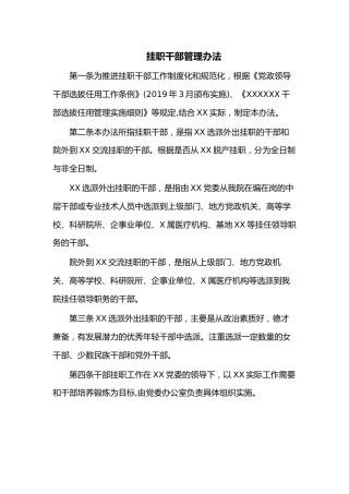 挂职干部管理办法