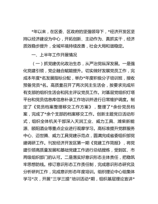 经济开发区上半年工作完成情况总结及下半年工作打算