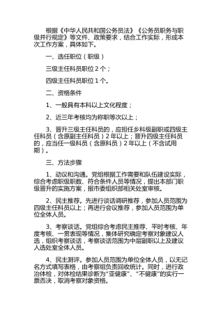 干部选拔任用（职级晋升）工作方案【组织人事】
