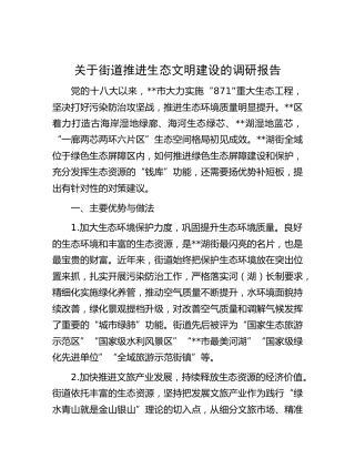 街道推进生态文明建设的调研报告