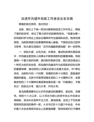 改进作风提升效能工作座谈会发言（办公室）