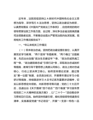 法院向政法委督察巡察组工作总结汇报