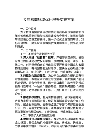2023年营商环境优化提升实施方案 （20230620）