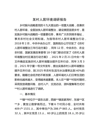 村人居环境调研报告