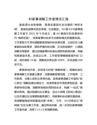 村家事调解工作室情况汇报