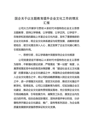 国企公司以主题教育提升企业文化工作总结汇报