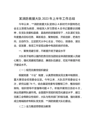 消防救援大队2023年上半年工作总结