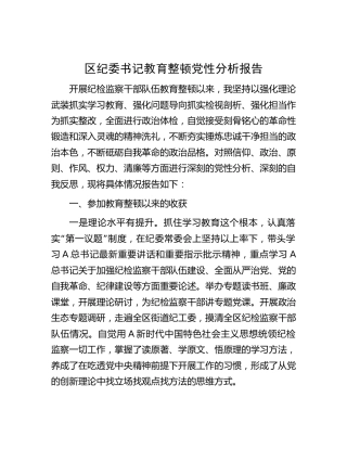纪委书记教育整顿党性分析报告3900字（六方面个人检视剖析）