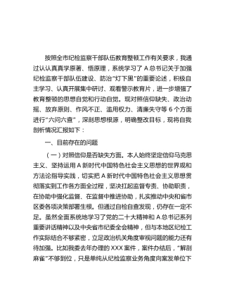 纪委书记教育整顿“六个方面”检视剖析