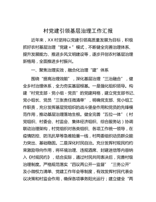村党建引领基层治理工作总结汇报