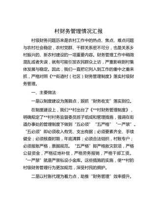 村财务管理情况总结汇报