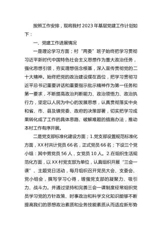 村2023年基层党建工作计划2800字