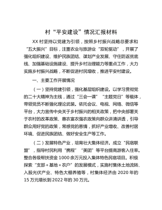 村“平安建设”情况总结汇报
