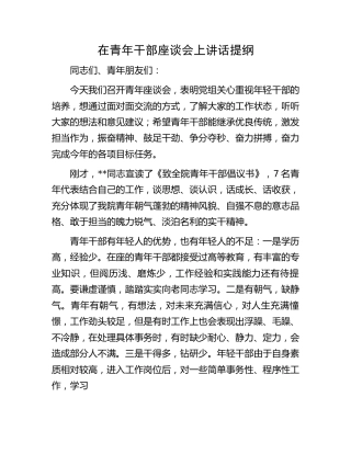 在青年干部座谈会上讲话