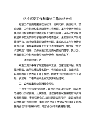 纪检巡察工作与审计工作的结合点（巡察组）