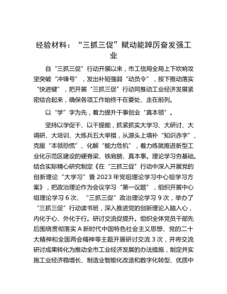 工信系统“三抓三促”经验总结