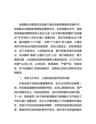 纪检监察干部在教育整顿检视整治环节专题研讨交流会上的发言