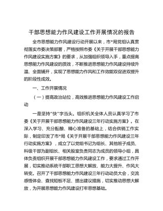 干部思想能力作风建设工作开展情况总结报告4500字