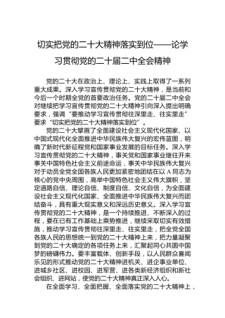 二十届二中全会心得研讨